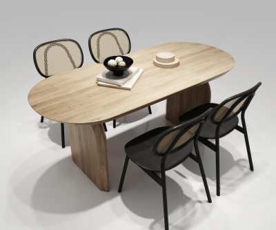 侘寂餐桌椅组合3D模型下载